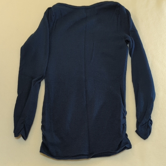 Women's Deep Blue Merino Wool Sweater - Picture 7 of 9